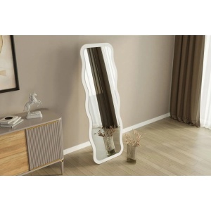 Oglinda de perete Re-Bloom, MDF/sticla, alb, 50 x 160 x 2,2 cm - Img 4