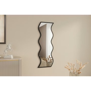 Oglinda de perete Re-Bloom, MDF/sticla, negru, 40 x 120 x 2,2 cm - Img 3