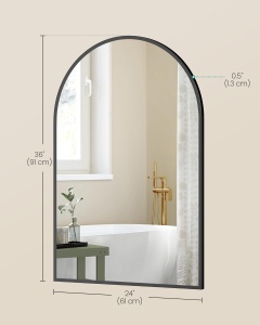 Oglinda pentru baie Songmics, aliaj de aluminiu/sticla, negru, 61 x 91 x 1,3 cm, Resigilat, Grad A - Img 2