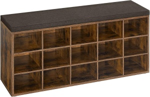Pantofar Vasagle, PAL/spuma/textil, maro rustic, 30 x 48 x 105 cm, Resigilat, Grad A