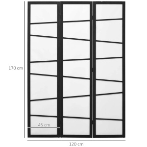 Paravan pliabil 3 panouri, lemn Paulownia, 120x170cm, Negru/Alb - Verificat A · Re-Bloom - Img 3