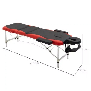 Pat masaj profesional pliabil, aluminiu, 9 niveluri inaltime, max 225kg, Rosu/Negru - Verificat A · Re-Bloom - Img 3