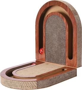 Pfotenolymp jucarie interactiva pisici, carton ondulat, minge, catnip, Maro - Verificat B · Re-Bloom