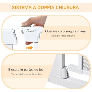 Poarta de siguranta, reglabila, otel/ABS, alb, 76 x 75-103 cm, Resigilat, Grad A - Img 5