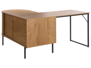 Produs Resigilat Birou de colt Re-Bloom Solari, MDF/fier, 140x140x72 cm, spatiu depozitare, 30 kg, maro/negru - Verificat A - Img 5