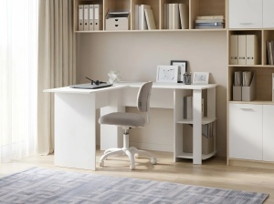 Produs Resigilat Birou in forma de L Re-Bloom Snyder, PAL, 125x125x73 cm, alb - Verificat A - Img 2