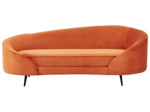 Produs Resigilat Canapea 2 locuri Re-Bloom Savar, catifea/fier/eucalipt, 183x85x75 cm, spuma 18cm, 130 kg/persoana, portocaliu/negru - Verificat A