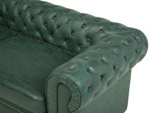 Produs Resigilat Canapea Chesterfield 3 locuri Re-Bloom, piele ecologica/eucalipt/stejar, 195x76x70 cm, arcuri sinuoase, spuma, 250 kg/persoana, verde - Verificat A - Img 4