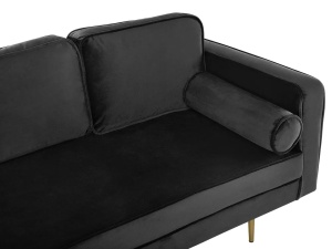 Produs Resigilat Canapea dreapta Re-Bloom Miramas, catifea/metal, 171x79x63 cm, spuma 50 kg/m3, 350 kg, perne incluse, negru - Verificat A - Img 4