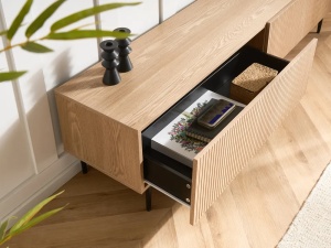 Produs Resigilat Comoda TV Re-Bloom Blythe, MDF/fier, 180x40x44 cm, 10 kg/sertar, natur/negru - Verificat B - Img 6