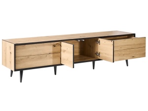Produs Resigilat Comoda TV Re-Bloom Silverton, MDF/PAL/fier, 180x37x46 cm, 1 raft, 50 kg, natur/negru - Verificat A - Img 7