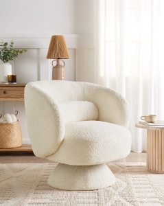 Produs Resigilat Fotoliu pivotant Re-Bloom Lieksa, textil/placaj/cauciuc, 44x64x77 cm, spuma, 180 kg, perna inclusa, alb - Verificat A - Img 6