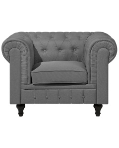 Produs Resigilat Fotoliu Re-Bloom Chesterfield, textil/eucalipt, 112x85x79 cm, spuma, 125 kg, gri deschis - Verificat A - Img 2