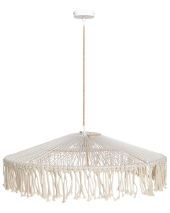 Produs Resigilat Lustra tip pendul Re-Bloom Akobo, textil/metal, diametru 60 cm, E27 max 45W, 230V, cablu 90 cm, bec neinclus, bej deschis/natur - Verificat A