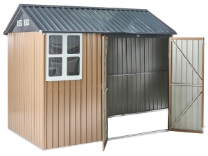 Produs Resigilat Magazie de depozitare Re-Bloom Nocciano, otel/sintetic, 248x161x218 cm, rezistenta UV, maro/negru - Verificat A - Img 4