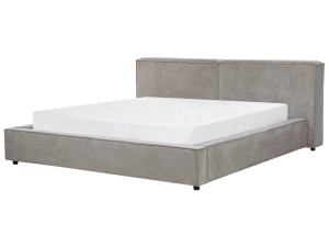 Produs Resigilat Pat matrimonial Re-Bloom Linards, 180x200 cm, textil/placaj eucalipt, somiera 16 lamele, tablie 230x94 cm, 450 kg, gri - Verificat A