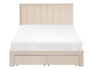 Produs Resigilat Pat Re-Bloom Lonzac, 120x200 cm, catifea/lemn, somiera 12 lamele, tablie 125x51 cm, picioare 28 cm, bej - Verificat A - Img 5