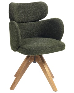 Produs Resigilat Scaun de masa pivotant Re-Bloom Marcy, textil/placaj stejar, 60x66x85 cm, rotire 360°, 100 kg, verde inchis/natur - Verificat A