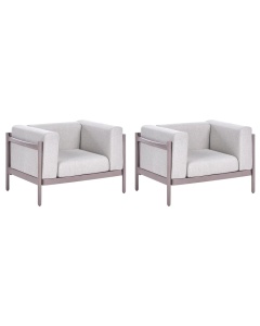 Produs Resigilat Set 2 fotolii de gradina Re-Bloom Ferretti, plastic/textil, 98x73x68 cm, perne incluse, 150 kg, gri/taupe - Verificat A
