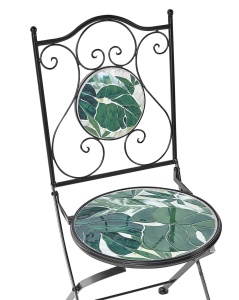 Produs Resigilat Set 2 scaune de gradina Re-Bloom Cozzana, fier/ceramica, 40x45x90 cm, negru/verde - Verificat A - Img 3