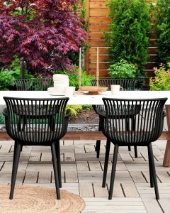 Produs Resigilat Set 4 scaune de gradina Re-Bloom Pesaro, polipropilena, 58x45x84 cm, 150 kg, negru - Verificat A - Img 3