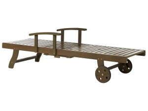 Produs Resigilat Sezlong extensibil Re-Bloom Amantea II, lemn salcam/otel, 64x196x35-74 cm, 120 kg, maro inchis - Verificat A - Img 2