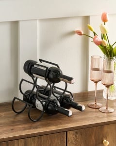 Produs Resigilat Suport pentru sticle de vin Re-Bloom Lurgan, metal, 28x13x26 cm, 6 sticle, negru - Verificat A - Img 3