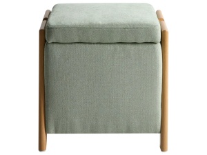 Produs Resigilat Taburet cu spatiu de depozitare Re-Bloom Edland, textil/placaj/fier, 45x43x44 cm, spuma, 120 kg, verde deschis/maro - Verificat A - Img 6