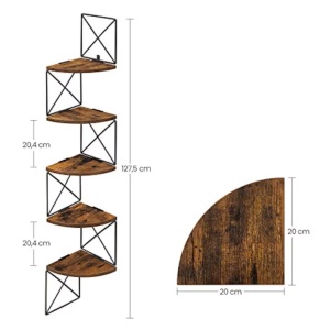Raft de colt, Vasagle, LLS851B01, Maro Rustic, 20 x 20 x 127 cm, Resigilat, Grad A - Img 4