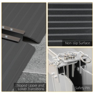 Rampa pliabila pentru persoanele in scaun rulant Re-Bloom, aliaj de aluminiu, negru, 152 x 73,6 x 5,1 cm, Resigilat, Grad A - Img 5