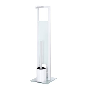 Rivalta suport hartie igienica si perie toaleta 3in1 18x70x20 cm, otel/sticla/plastic, alb - Verificat A · Re-Bloom - Img 3