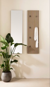 Ryker cuier perete panou 30x111x2.6 cm, PAL stejar, carlige metal lacuit negru - Verificat A · Re-Bloom - Img 2