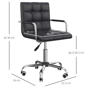 Scaun de birou rotativ Re-Bloom, PU/fier zincat, 52.5x54x84-100 cm, sezut 46-58 cm reglabil, burete 6.5 cm, 150 kg, negru/argintiu - Verificat A · Re-Bloom - Img 2