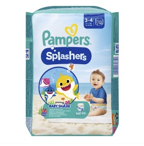 Scutece chilotel pentru apa Pampers Splashers Baby Shark Marimea 3, 6-11 kg, 12 buc, Resigilat, Grad A - Img 2