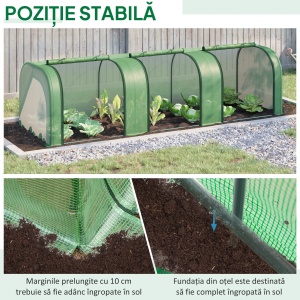 Sera de gradina tunel Re-Bloom, otel/PE 140g/m², 295x100x80 cm, usi rulante 115x73 cm, rezistenta vant nivel 4, verde - Verificat A · Re-Bloom - Img 4