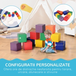 Set 12 cuburi moi constructie copii +2 ani, 19x19x19 cm fiecare, spuma EPE/PU, multicolor - Verificat A · Re-Bloom - Img 5