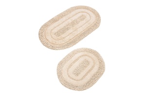 Set 2 covorase de baie, bumbac 100%, 50x60 cm + 60x100 cm, 1600g/m², antiderapant antibacterian, lucrat manual, bej - Verificat A · Re-Bloom - Img 4