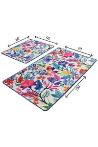 Set 2 covorase de baie, catifea 100%, 50x60 cm + 60x100 cm, fir 10mm, antiderapant antibacterian, lavabil 30°C, multicolor - Verificat A · Re-Bloom - Img 3