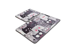 Set 2 covorase de baie, catifea 100%, 50x60 cm + 60x100 cm, fir 10mm, antiderapant, antibacterian, lavabil 30°C, multicolor - Verificat A · Re-Bloom