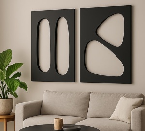Set 2 decoratiuni de perete MDF, 2x50x70 cm, MDF 18mm, negru - Verificat A · Re-Bloom - Img 2