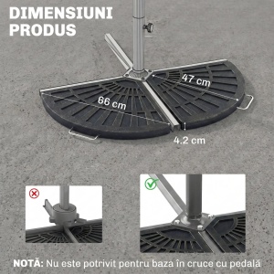 Set 2 greutati umbrela baza cruce, design evantai, rasina, 28kg, Bronz - Verificat A · Re-Bloom - Img 3