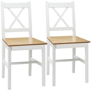 Set 2 scaune din lemn masiv de pin Re-Bloom, alb/stejar, 41 x 46,5 x 86 cm, Resigilat, Grad A