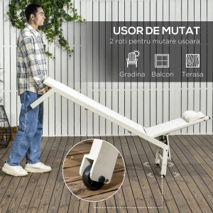 Set 2 sezlonguri de gradina, aluminiu/poliester, 55x195x30 cm, 5 niveluri inclinare, perne incluse, capacitate 130kg, bej - Verificat A · Re-Bloom - Img 4