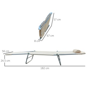 Set 2 sezlonguri de plaja pliabile Re-Bloom, otel/plasa, 137x56x86 cm, extensibil 182x56 cm, spatar 5 niveluri, 120 kg, bej - Verificat A · Re-Bloom - Img 3