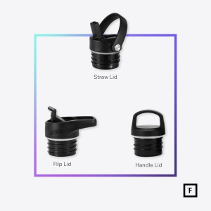 Set 2 sticle 950 ml alb/negru & albastru inchi, otel inoxidabil IRON °FLASK, 3 capace, rece 24 ore / cald 12 ore, izolata, , fara BPA, 950 ml - Img 6