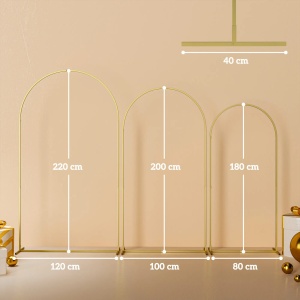 Set 3 arcade evenimente Re-Bloom, metal, 120x220 cm / 100x200 cm / 80x180 cm, auriu - Verificat A · Re-Bloom - Img 2