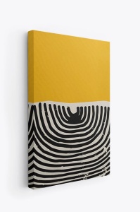 Set 3 tablouri decorative canvas pe cadru de lemn, 3x50x70 cm, contrast modern, galben/alb/negru - Verificat A · Re-Bloom - Img 4