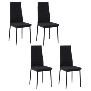 Set 4 scaune tapitate Re-Bloom, textil poliester efect in/metal, 41x50x97 cm, sezut 47 cm, 120 kg, negru - Verificat A · Re-Bloom