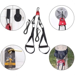 Set antrenament suspensie cu scripete, 7 accesorii, montaj usa/perete/copac, Negru - Verificat A · Re-Bloom - Img 4