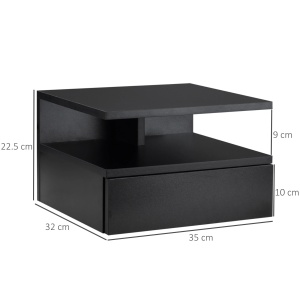 Set de 2 noptiere suspendate Re-Bloom, PAL, negru, 35 x 32 x 22,5 cm, Resigilat, Grad A - Img 3